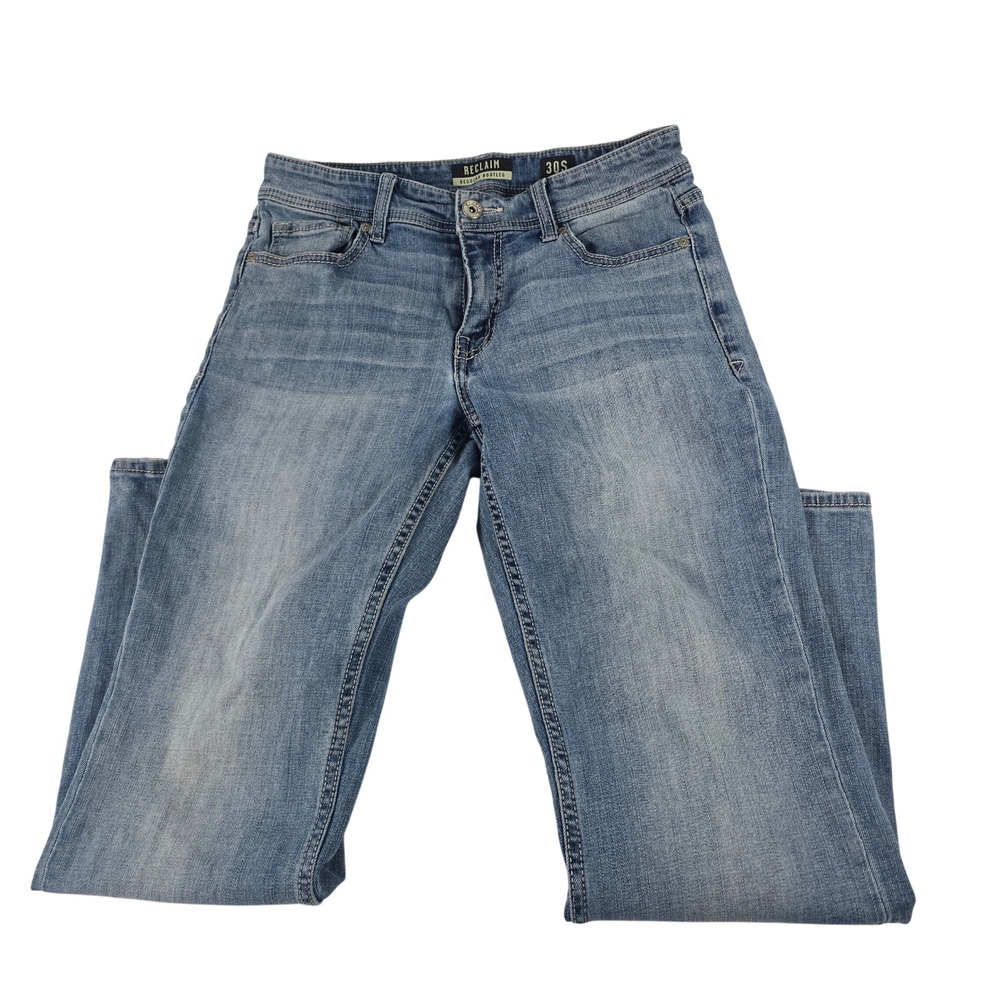 Reclaim Mens Regular Bootleg Jeans Medium Wash Blue Denim Size 30S